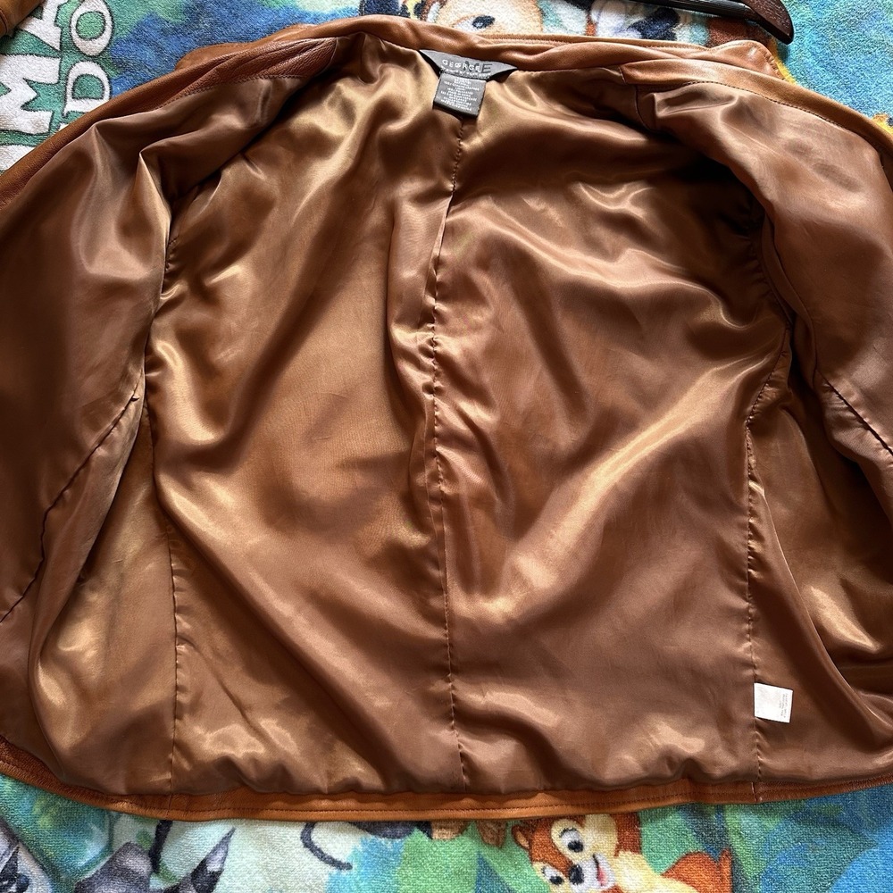 George Designs By Mark Eisen Women's Brown Leather Jacket Size XL Soft Moto Zip - Picture 11 of 12